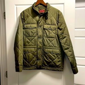 Mens olive puffer jacket. Merona S. M